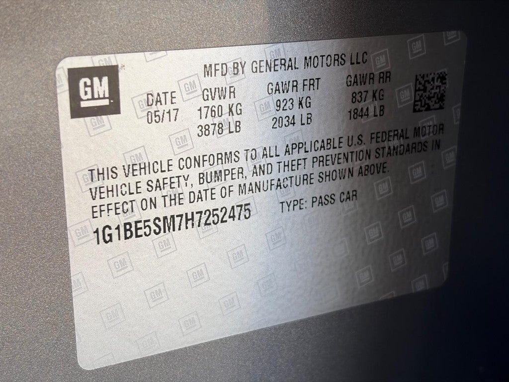 2017 Chevrolet Cruze 4dr Sdn 1.4L LT w/1SD
