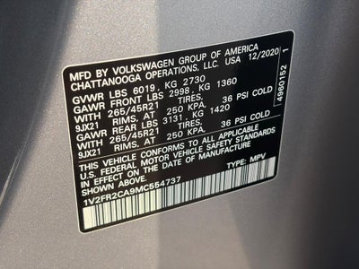 2021 Volkswagen Atlas 3.6L V6 SEL Premium R-Line 4MOTION